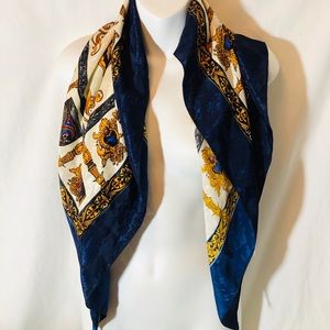 Royal blue scarf gold and white